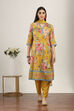 Yellow Viscose Polyester Kalidar Suit Sets image number 7