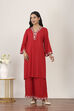 Red Rayon Viscose Rayon Kurta Pants Set image number 6