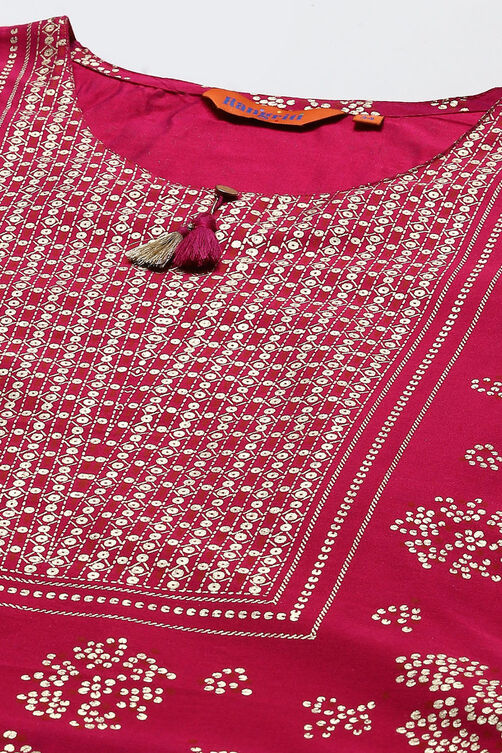 Pink LIVA Straight Printed Suit Set image number 1