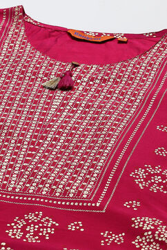 Pink LIVA Straight Printed Suit Set image number 1