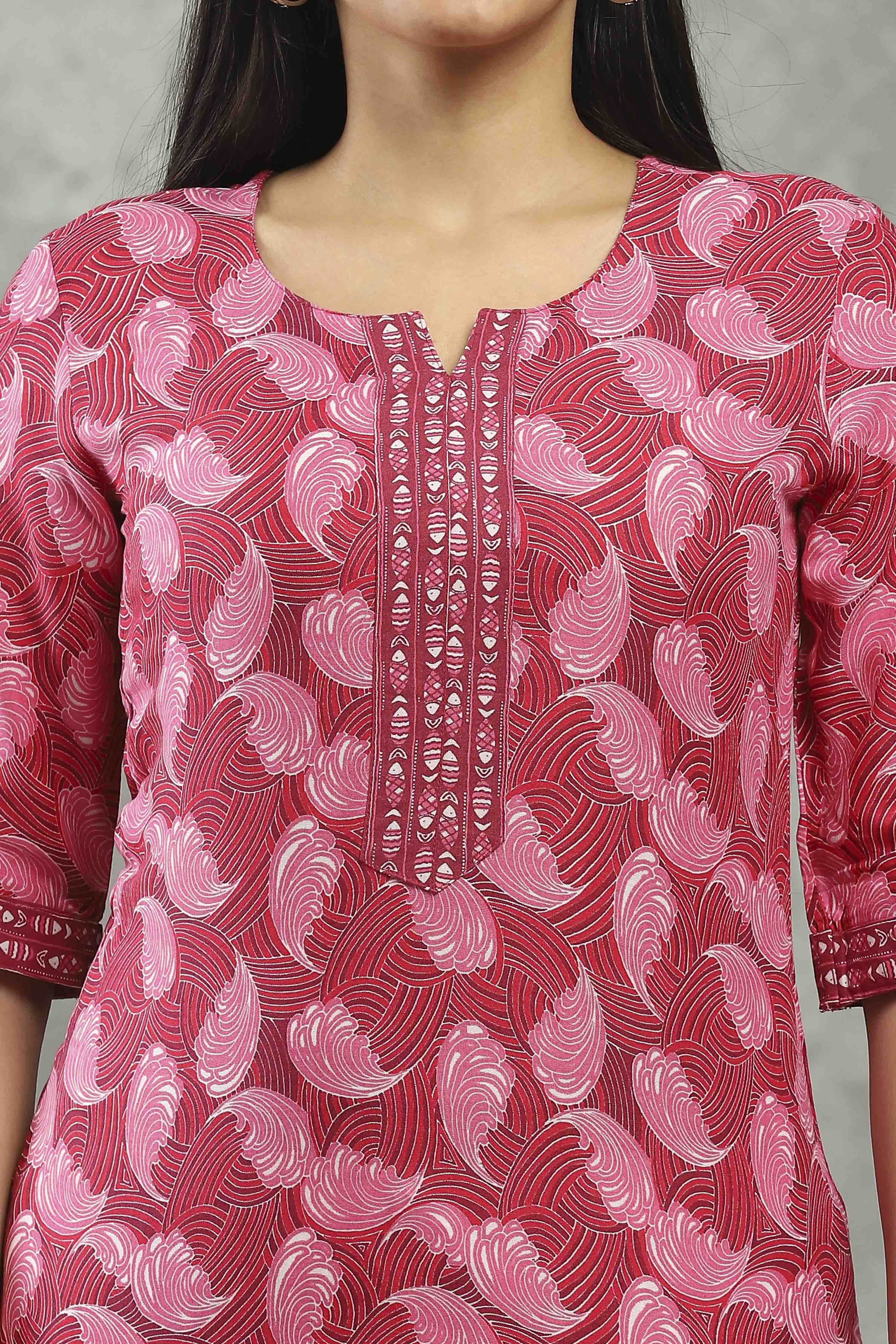 Pink Polyester Straight Kurta Pants Set image number 1