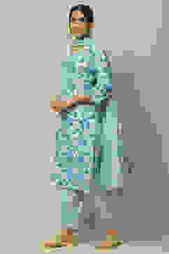 Blue Cambric Straight Suit Set image number 4