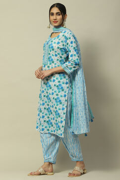 Blue Cambric Straight Suit Set image number 4