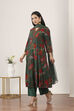 Green Viscose Polyester Kalidar Suit Sets image number 3
