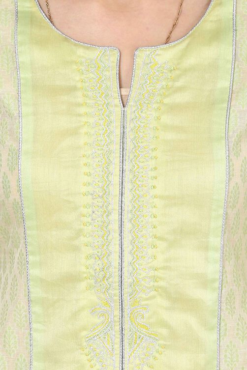 Green Straight Poly Chanderi Kurta image number 2