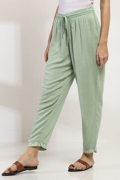 Sage Green Solid Regular Pants image number 2
