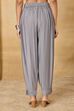 Silver Viscose Blend Straight Pants image number 3