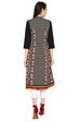Black Flared Cotton Kurta image number 4
