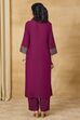 Purple Cotton Straight Yarndyed Kurta Pants Set image number 5