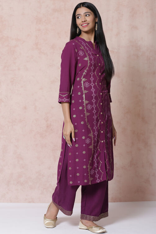 Purple LIVA Straight Kurta image number 2