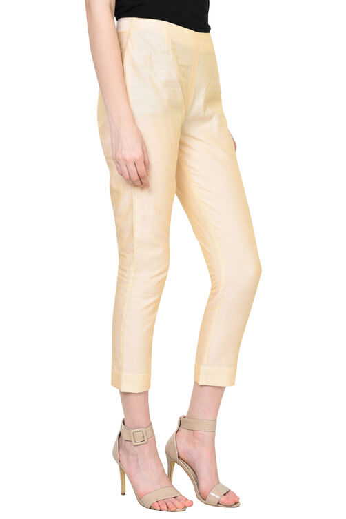 Off White Polyester Slim Pants image number 2
