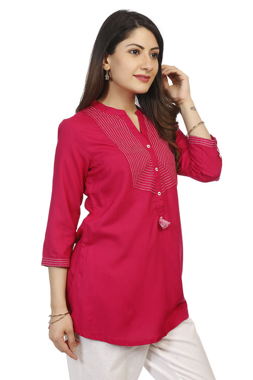 Fuschia A Line Viscose Indie Top image number 2
