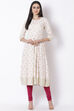 Off White Viscose Kalidar Kurta image number 0