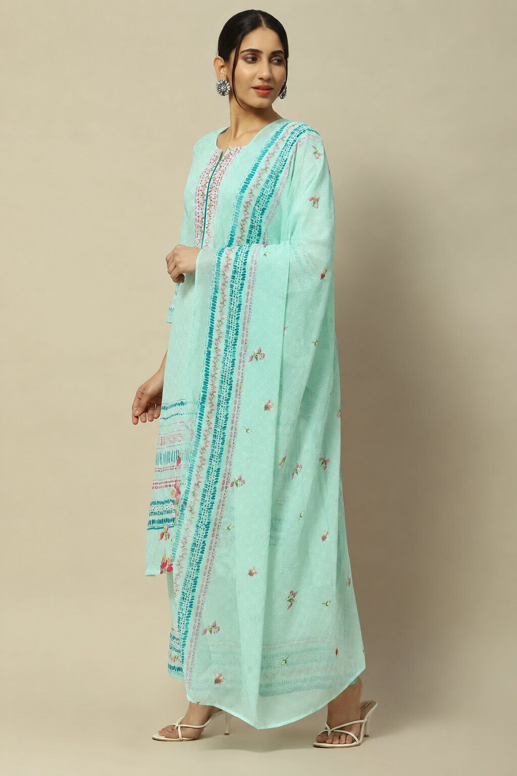 Aqua Rayon Straight Printed Suit Set image number 3