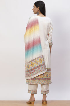Cream Acrylic Straight Suit Set image number 4