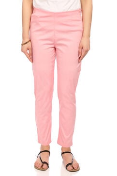 Light Pink Cotton Slim Pants image number 0