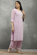 Mauve Polyester Straight Kurta Pants Set image number 5