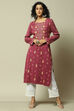 Dusky Pink Acrylic Straight Printed Kurta image number 5