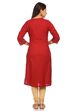 Red Straight Cotton Kurta image number 3