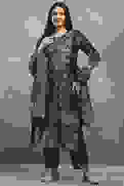 Green Polyester Printed Straight Suit Set image number 6