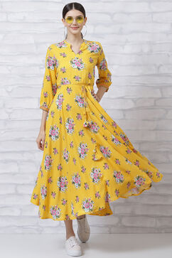 Yellow LIVA Floral Dress image number 0