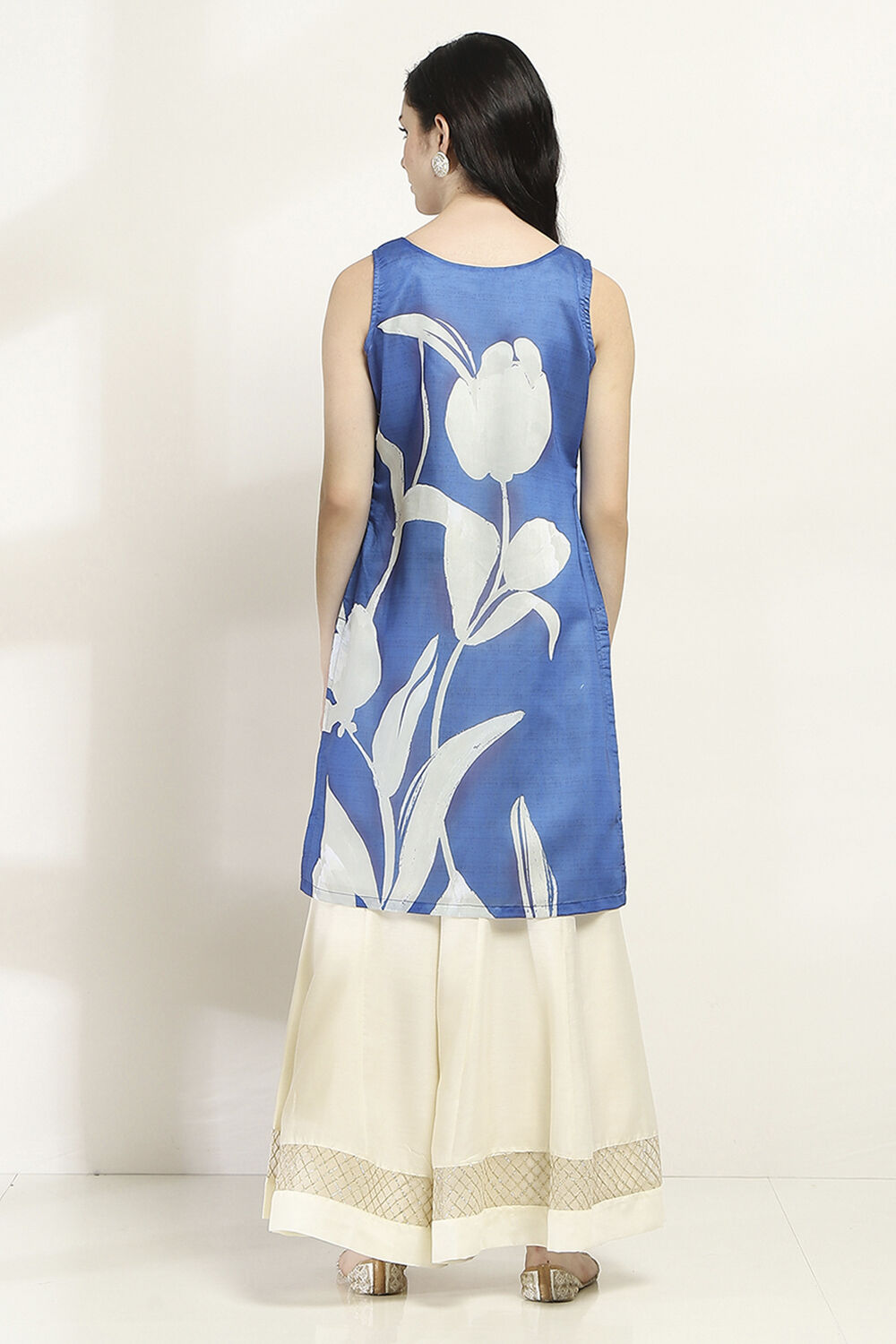 Blue Viscose Blend Straight SET image number 4