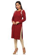 Red Acrylic Straight Kurta image number 3