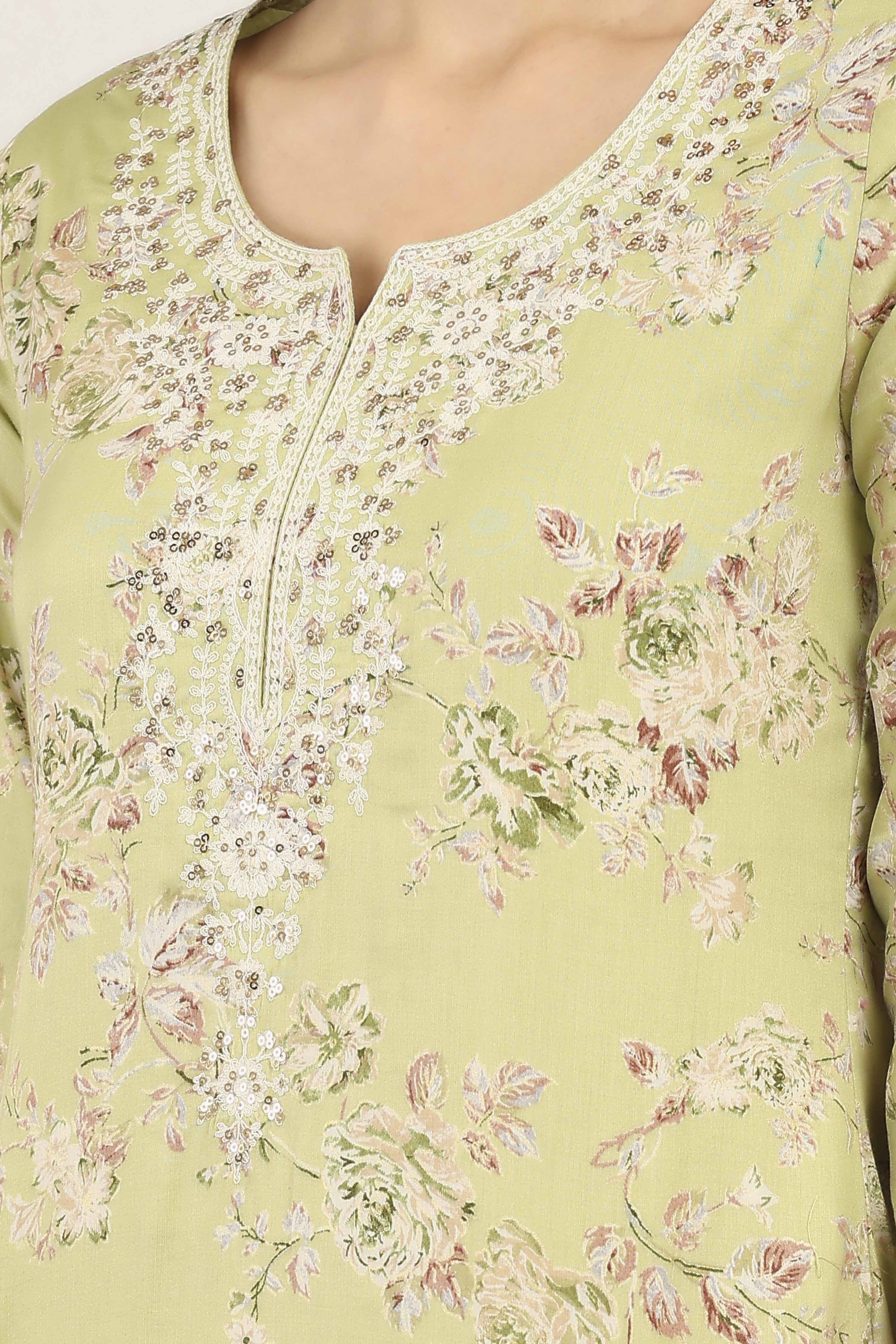 Green Cotton Straight Suit Sets image number 1