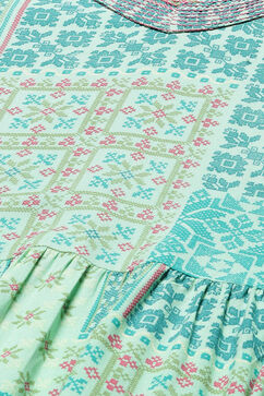 Mint Green Viscose Rayon Flared Top image number 1