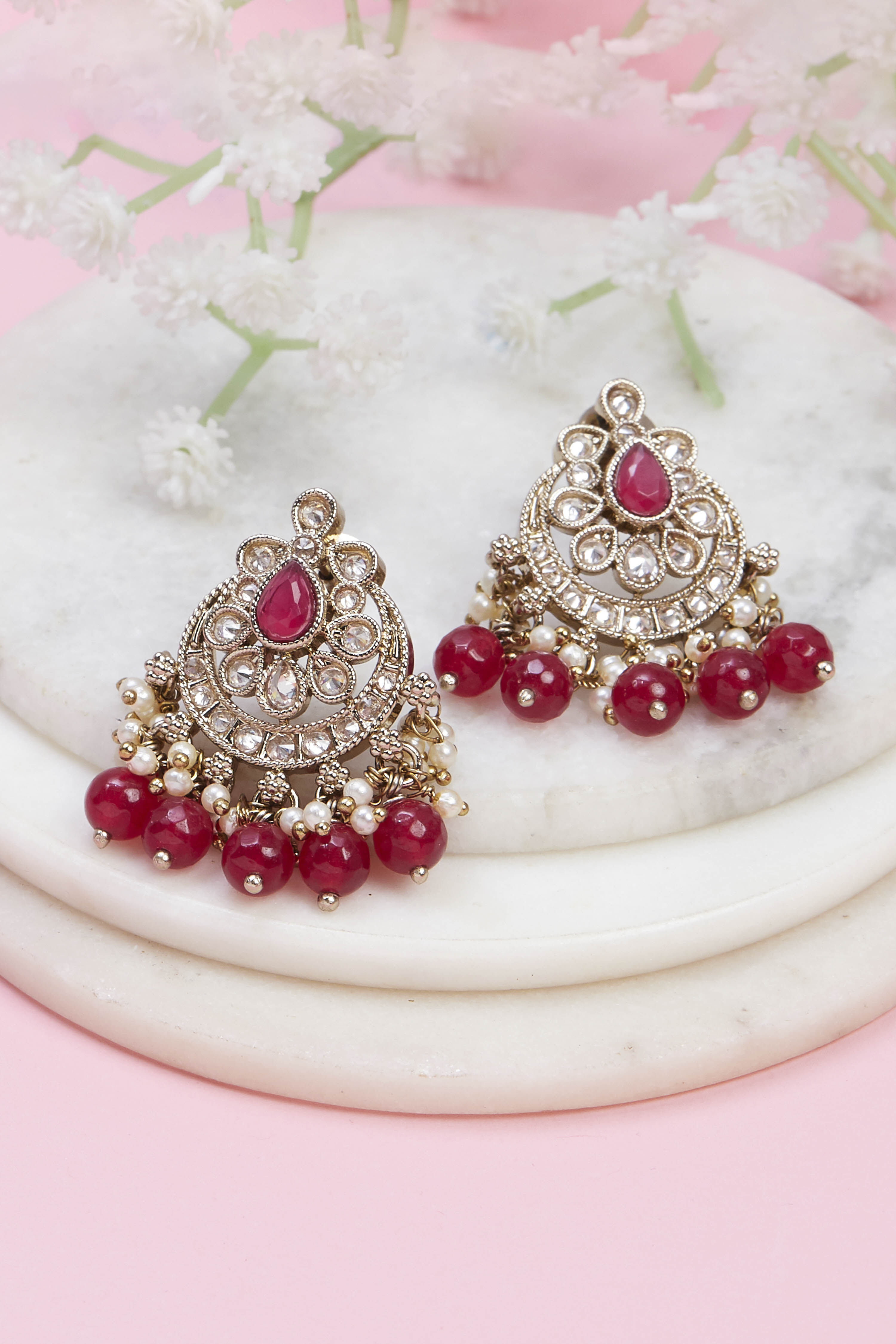 Red Brass Drop & danglers image number 0