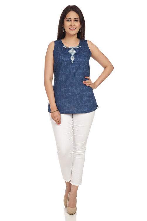 Indigo Straight Cotton Indie Top image number 4