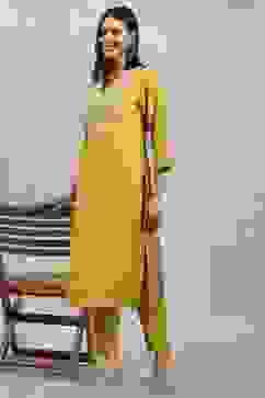 Acid Lime Viscose Blend Solid Straight Kurta Pants Set image number 0