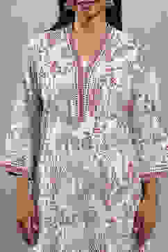White Printed Straight Kurta image number 1