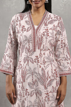 Off White Viscose Rayon Printed Straight Kurta image number 1