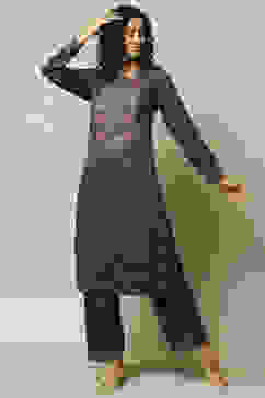 Green Acrylic Straight Suit set image number 0