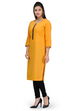 Yellow Cotton Straight Kurta image number 2