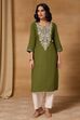 Brown Viscose Rayon Straight Printed Kurta image number 6