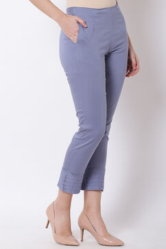 Grey Poly Lycra Slim Pants image number 3