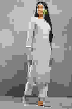 Blue Viscose Straight Kurta Pants Set image number 5