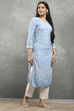 Blue Viscose Straight Kurta Pants Set image number 5