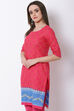 Pink Cotton Straight Kurta image number 2