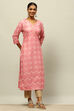 Pink Printed Straight Kurta image number 4