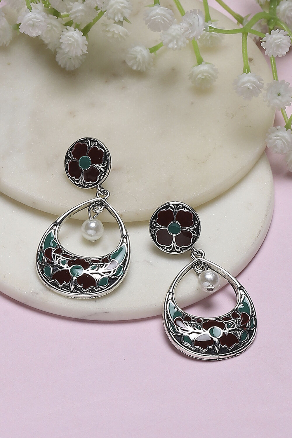 Red Oxidize Alloy Danglers image number 0