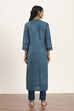 Teal Blue Viscose Rayon Straight Kurta Pants Set image number 4
