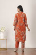 Orange Viscose Polyester Viscose Rayon Kurta Pants Set image number 4
