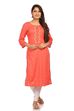 Peach Straight Cotton Kurta image number 0