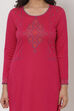 Pink Poly Cotton Jacquard Kurta image number 1