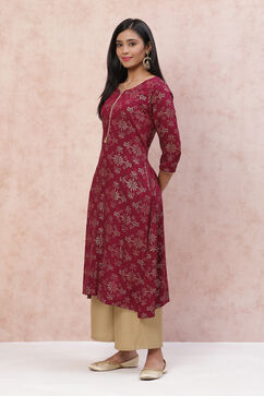 Phalsa LIVA A Line Printed Kurta image number 3