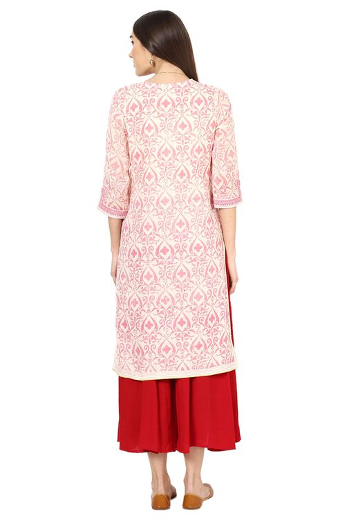 Pink Straight Gauge Kurta image number 3