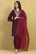 Deep Green Polyester Blend Embroidered A-Line Suit Set image number 6